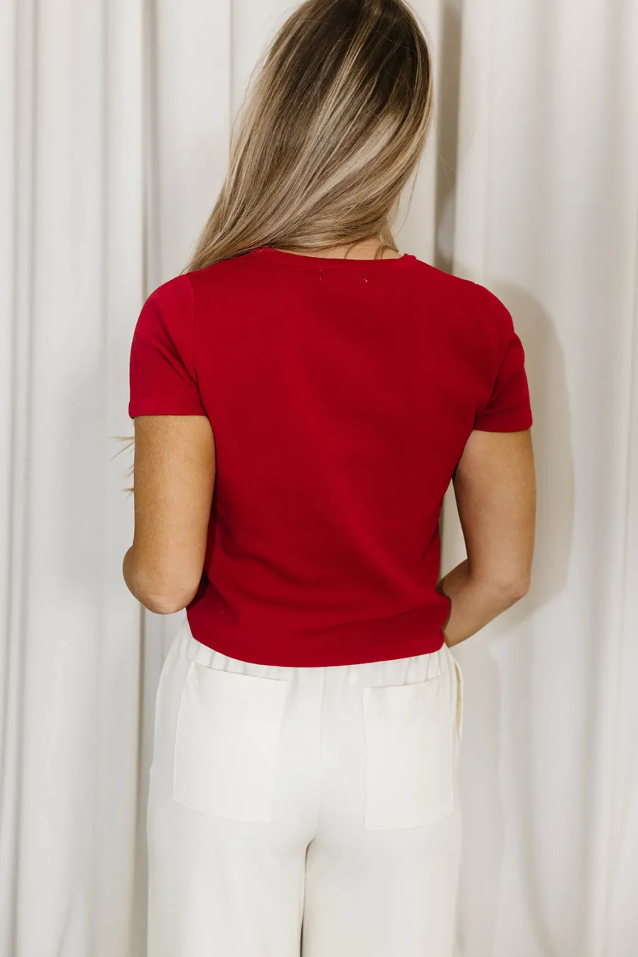 Best Worth Collective Clem Sweater Top in Red