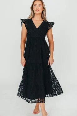 Clearance Worth Collective Cleo Lace-Trimmed Maxi Dress in Black