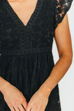 Clearance Worth Collective Cleo Lace-Trimmed Maxi Dress in Black