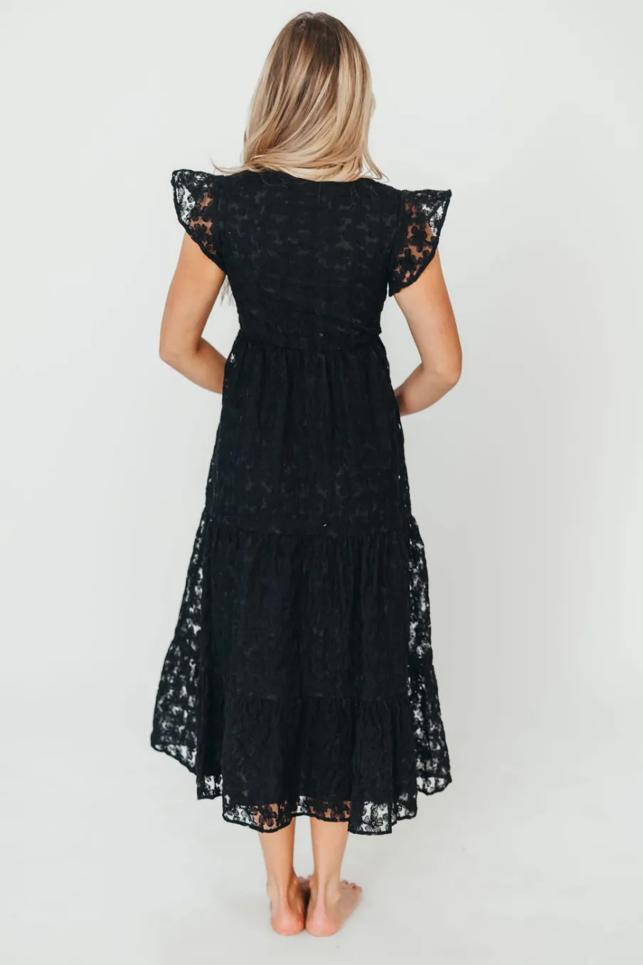 Clearance Worth Collective Cleo Lace-Trimmed Maxi Dress in Black