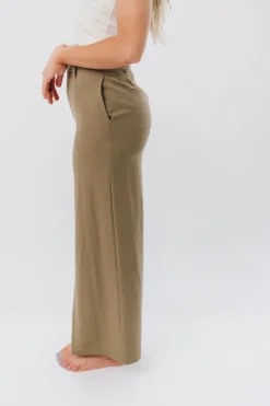 Hot Worth Collective Colin Trouser Maxi Skirt with Contrast Band in Olive