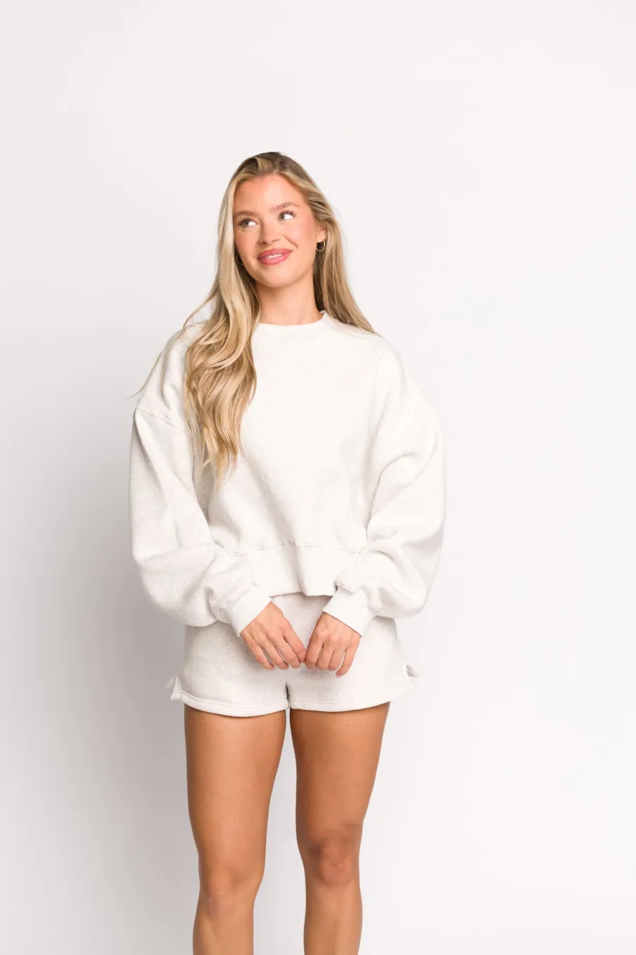New Worth Collective Comfy Cozy High Waisted Sweat Shorts in Grey