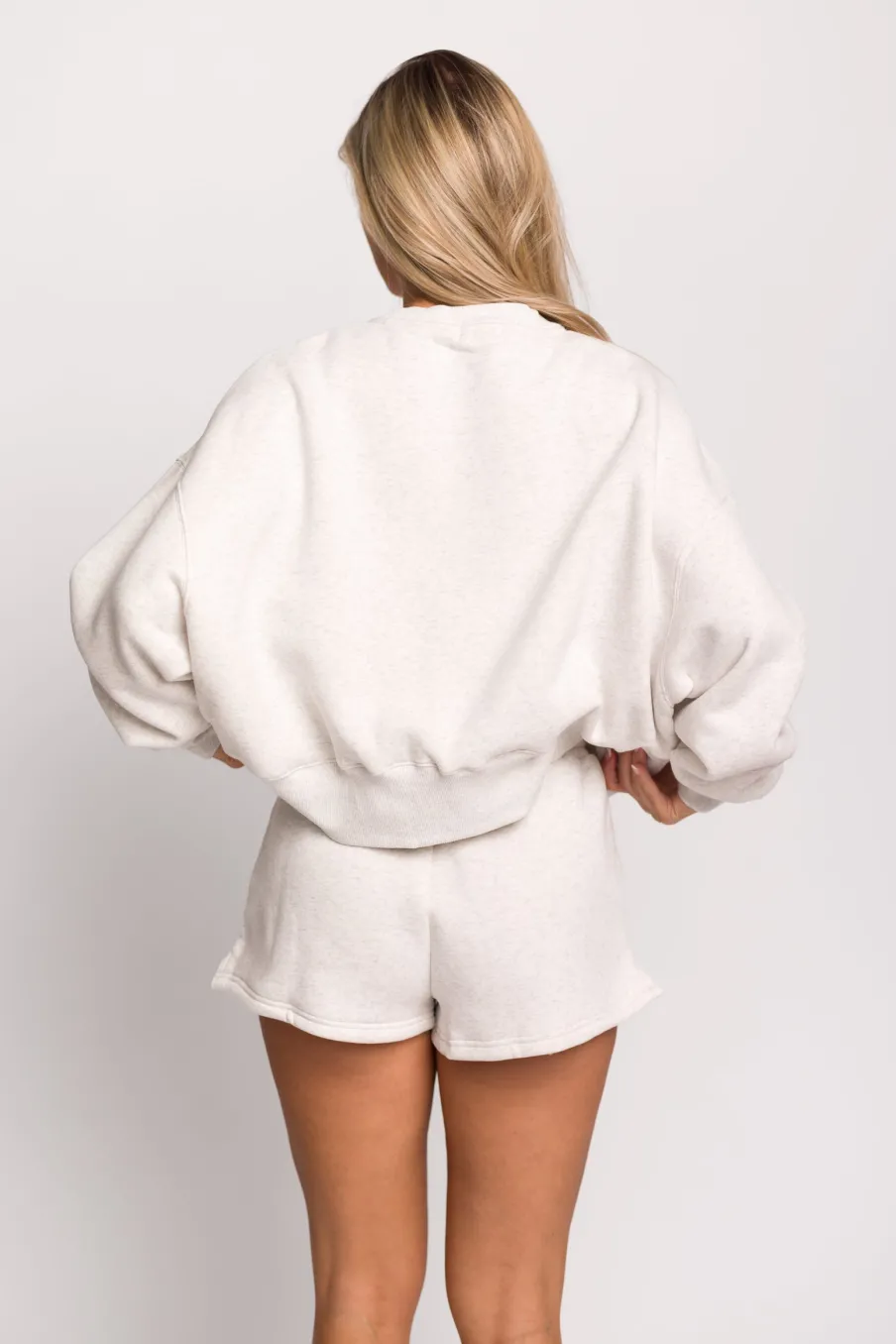 New Worth Collective Comfy Cozy High Waisted Sweat Shorts in Grey