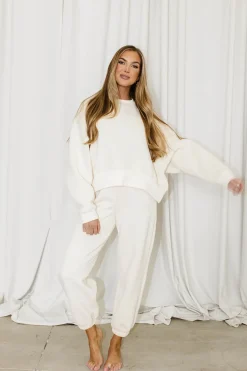 Hot Worth Collective Comfy Cozy Sweatpants in Cream - Top Sold Separately