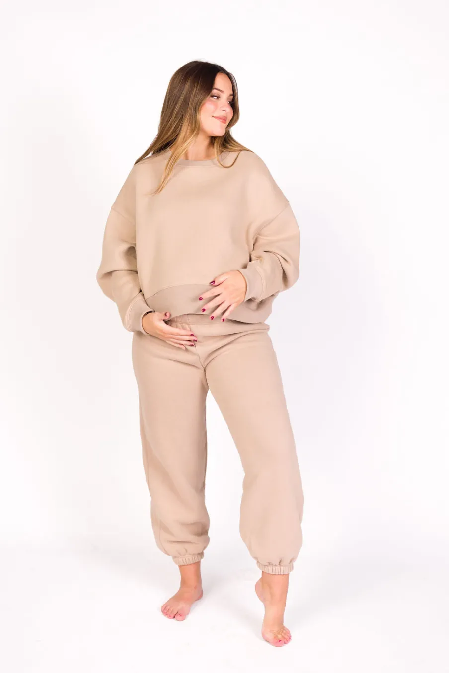 Clearance Worth Collective Comfy Cozy Sweatpants in Mocha
