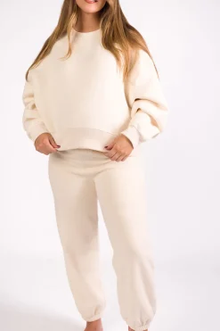 Hot Worth Collective Comfy Cozy Sweatpants in Cream - Top Sold Separately