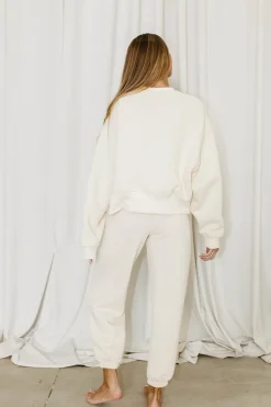 Hot Worth Collective Comfy Cozy Sweatpants in Cream - Top Sold Separately