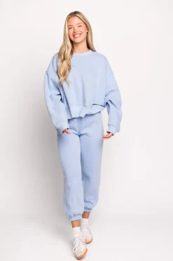 Discount Worth Collective Comfy Cozy Sweatpants in Baby Blue - Top Sold Separately