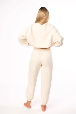 Hot Worth Collective Comfy Cozy Sweatpants in Cream - Top Sold Separately