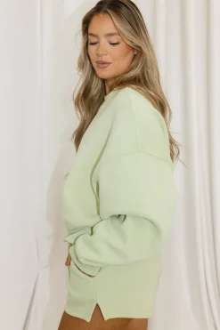 Best Worth Collective Comfy Cozy Sweatshirt in Sage Lime - Bottoms Sold Separately