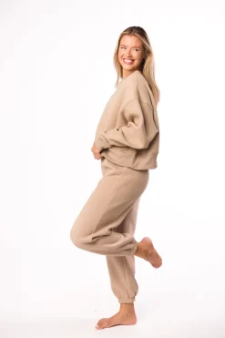 Discount Worth Collective Comfy Cozy Sweatshirt in Mocha - Bottoms Sold Separately