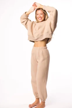 Discount Worth Collective Comfy Cozy Sweatshirt in Mocha - Bottoms Sold Separately