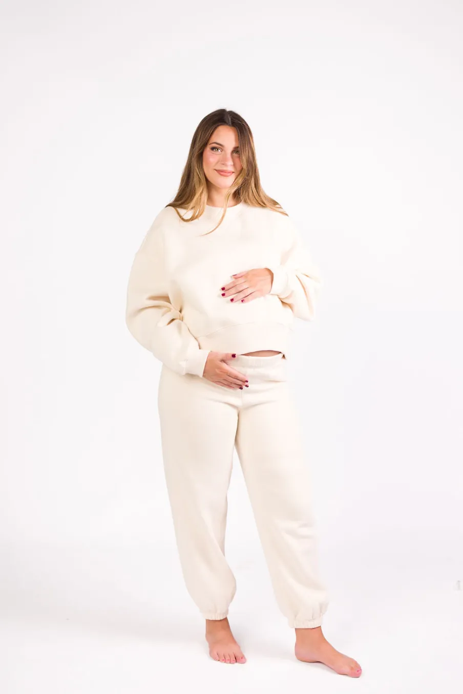 Discount Worth Collective Comfy Cozy Sweatshirt in Cream - Bottoms Sold Separately