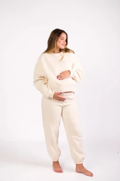 Discount Worth Collective Comfy Cozy Sweatshirt in Cream - Bottoms Sold Separately