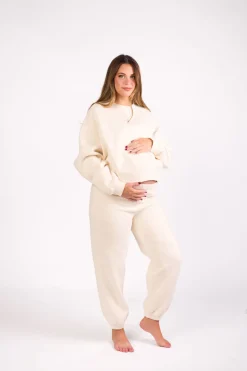 Discount Worth Collective Comfy Cozy Sweatshirt in Cream - Bottoms Sold Separately