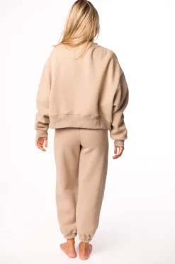 Discount Worth Collective Comfy Cozy Sweatshirt in Mocha - Bottoms Sold Separately