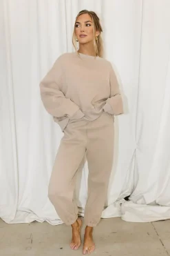 Discount Worth Collective Comfy Cozy Sweatshirt in Mocha - Bottoms Sold Separately