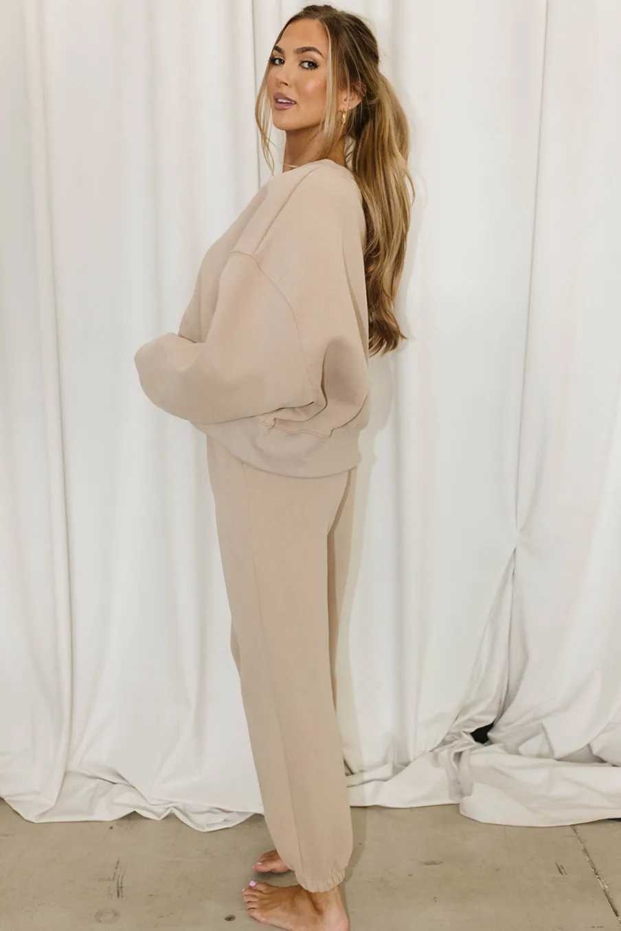 Discount Worth Collective Comfy Cozy Sweatshirt in Mocha - Bottoms Sold Separately