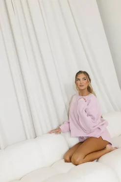 Online Worth Collective Comfy Cozy Sweatshirt in Lilac - Bottoms Sold Separately