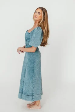 Outlet Worth Collective Cora Balloon Sleeve Denim Maxi Dress