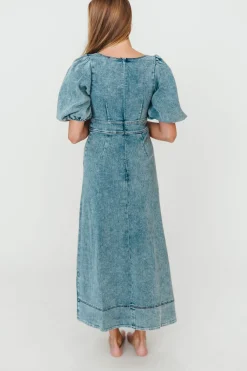 Outlet Worth Collective Cora Balloon Sleeve Denim Maxi Dress