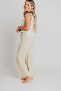 Hot Worth Collective Corin Straight Wide Leg Denim Pants in Beige
