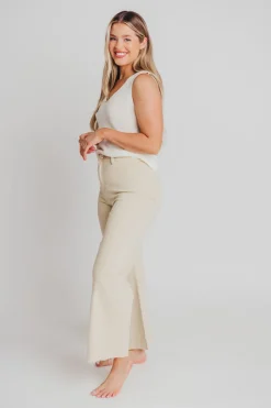 Hot Worth Collective Corin Straight Wide Leg Denim Pants in Beige