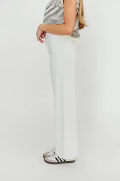 Hot Worth Collective Corin Straight Wide Leg Denim Pants in Cream