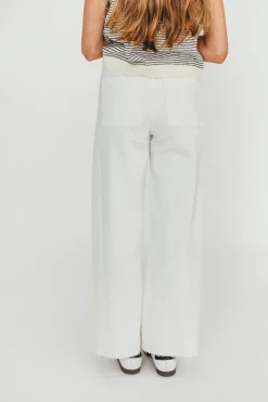 Hot Worth Collective Corin Straight Wide Leg Denim Pants in Cream