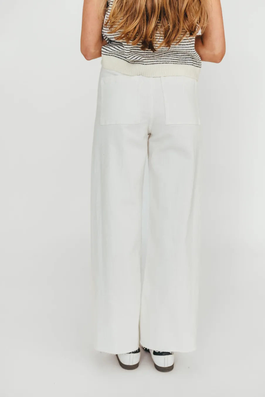 Hot Worth Collective Corin Straight Wide Leg Denim Pants in Cream