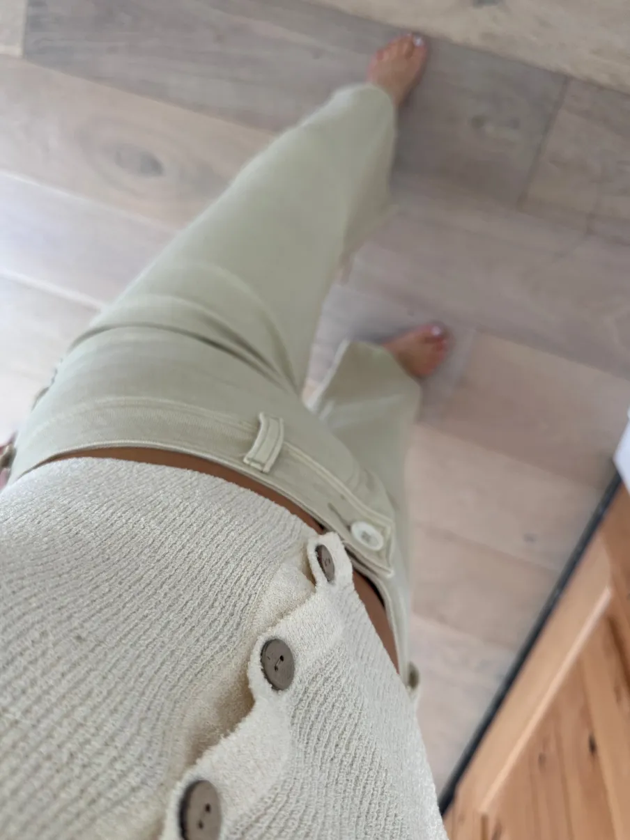 Hot Worth Collective Corin Straight Wide Leg Denim Pants in Beige