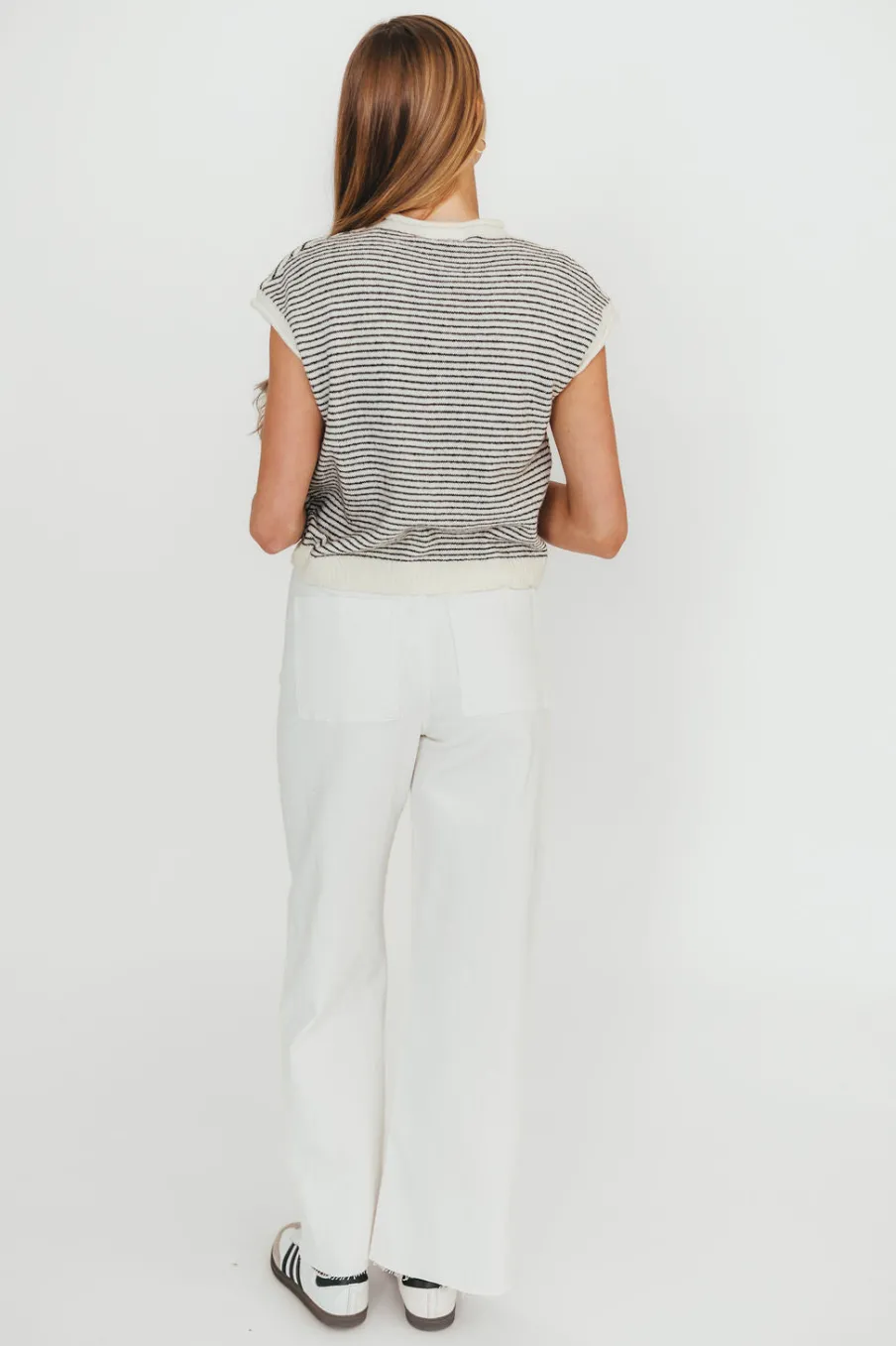Hot Worth Collective Corin Straight Wide Leg Denim Pants in Cream