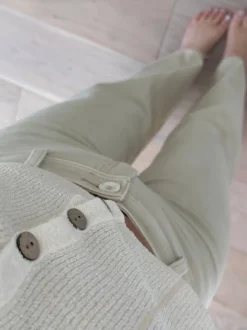 Hot Worth Collective Corin Straight Wide Leg Denim Pants in Beige