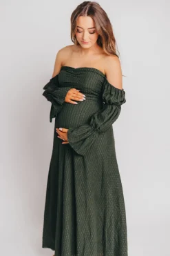 Fashion Worth Collective Corrine Maxi Dress with Pockets in Hunter Green