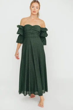 Fashion Worth Collective Corrine Maxi Dress with Pockets in Hunter Green