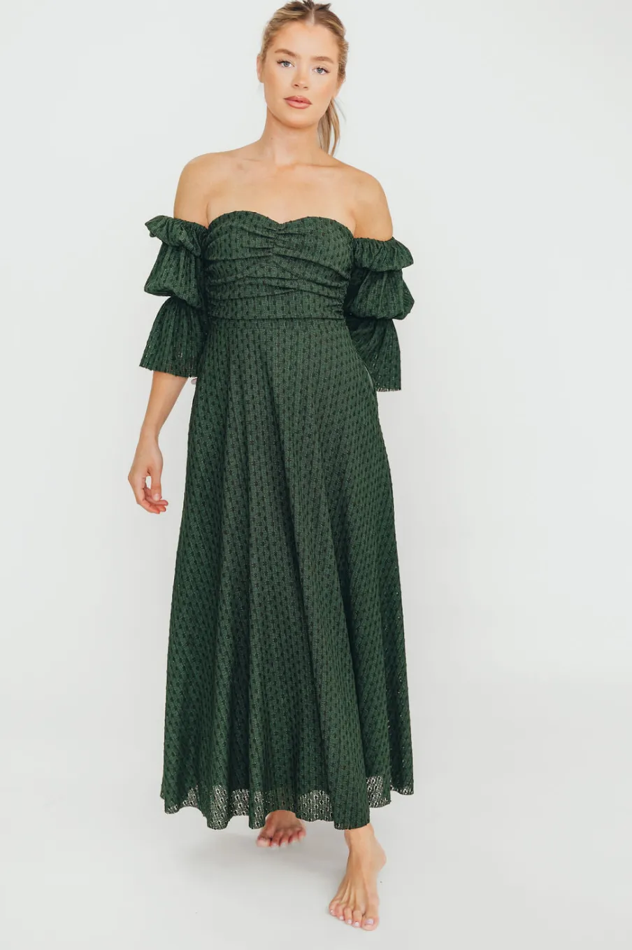 Fashion Worth Collective Corrine Maxi Dress with Pockets in Hunter Green