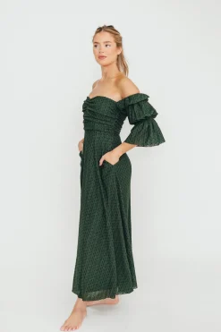 Fashion Worth Collective Corrine Maxi Dress with Pockets in Hunter Green