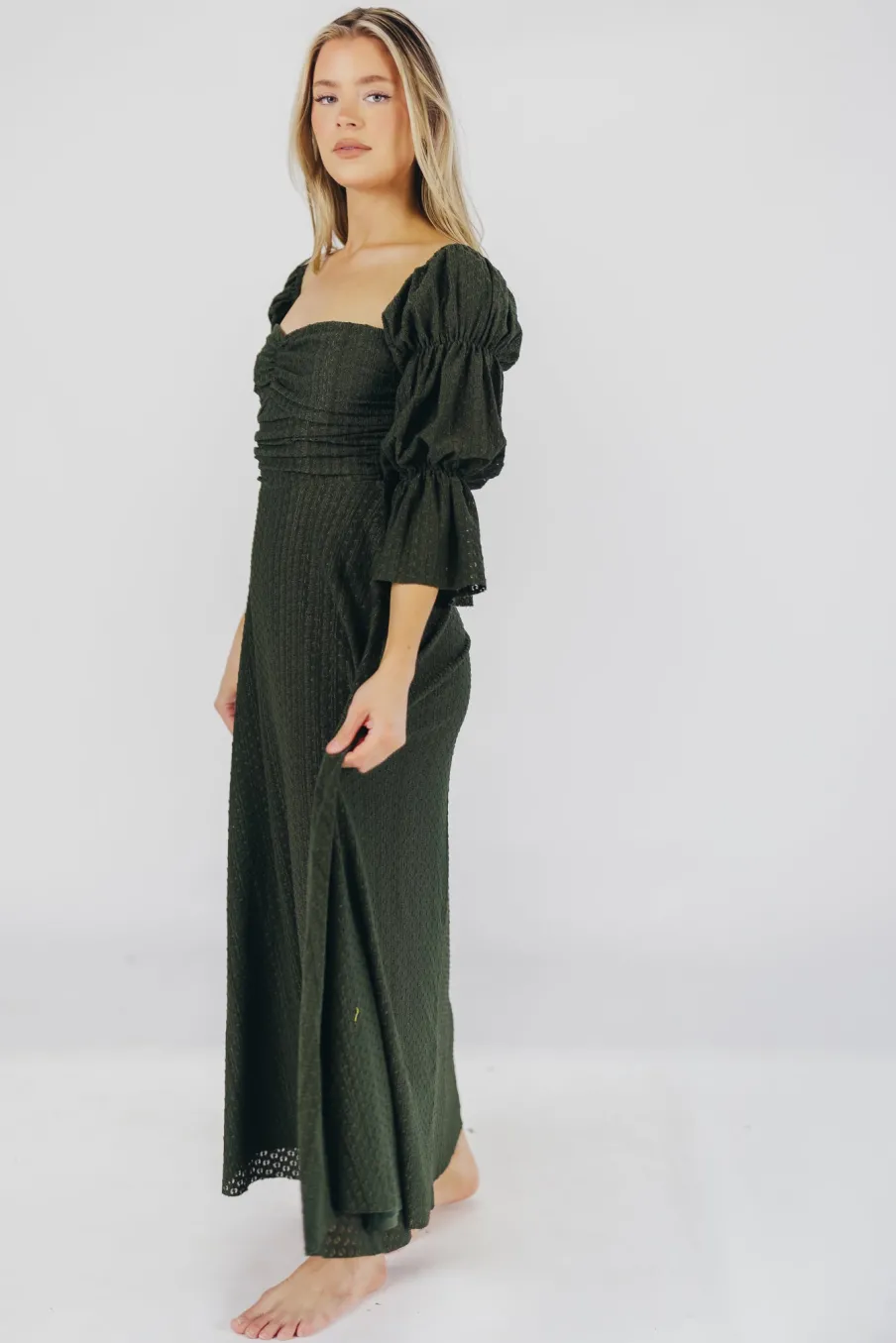 Fashion Worth Collective Corrine Maxi Dress with Pockets in Hunter Green