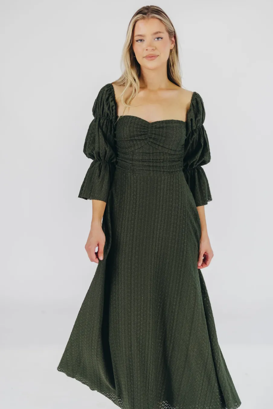 Fashion Worth Collective Corrine Maxi Dress with Pockets in Hunter Green