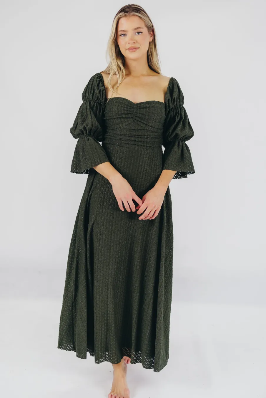 Fashion Worth Collective Corrine Maxi Dress with Pockets in Hunter Green