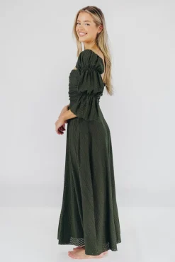 Fashion Worth Collective Corrine Maxi Dress with Pockets in Hunter Green