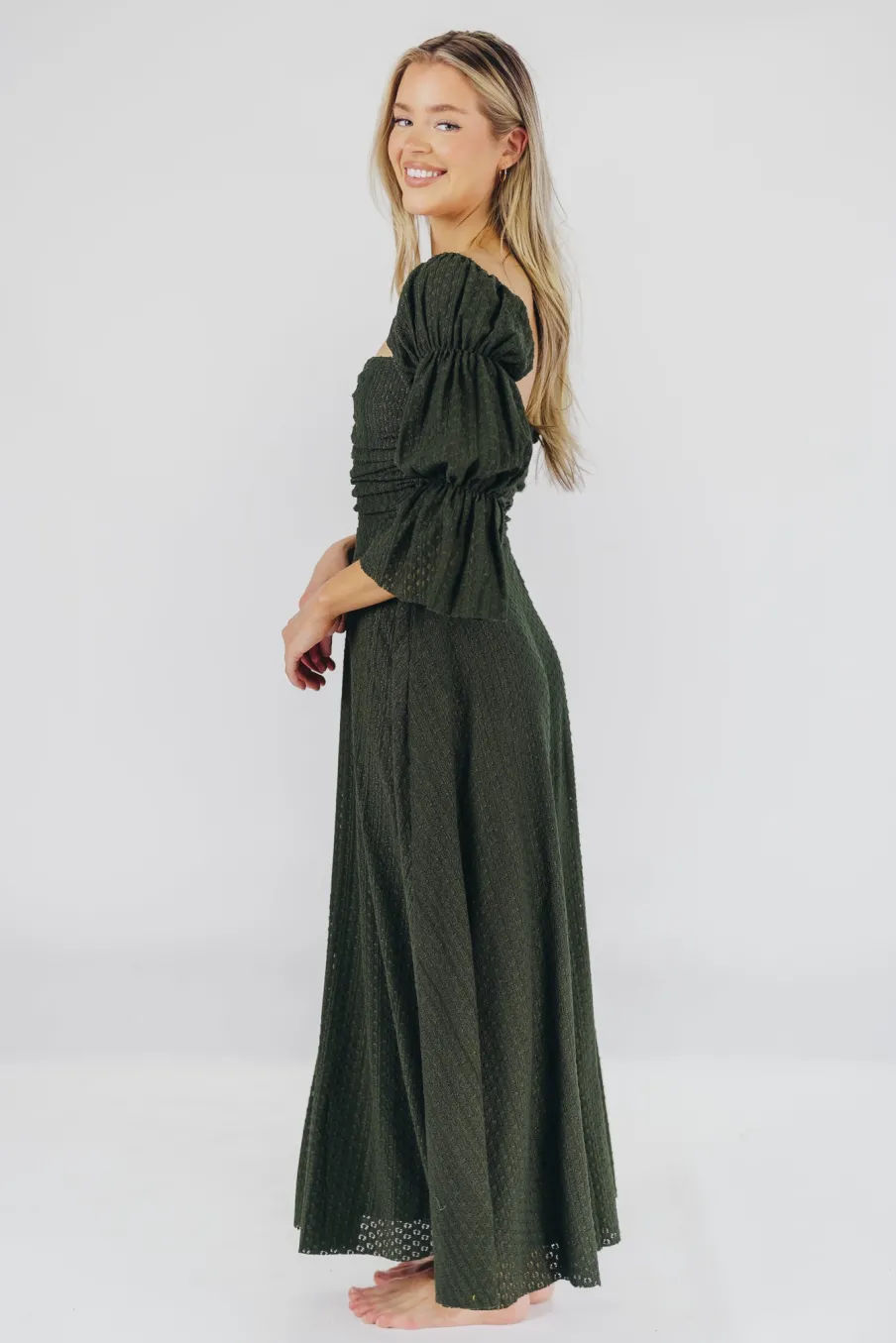 Fashion Worth Collective Corrine Maxi Dress with Pockets in Hunter Green