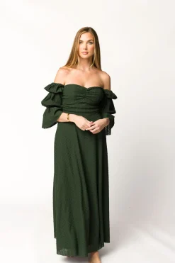 Fashion Worth Collective Corrine Maxi Dress with Pockets in Hunter Green