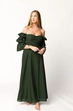 Fashion Worth Collective Corrine Maxi Dress with Pockets in Hunter Green