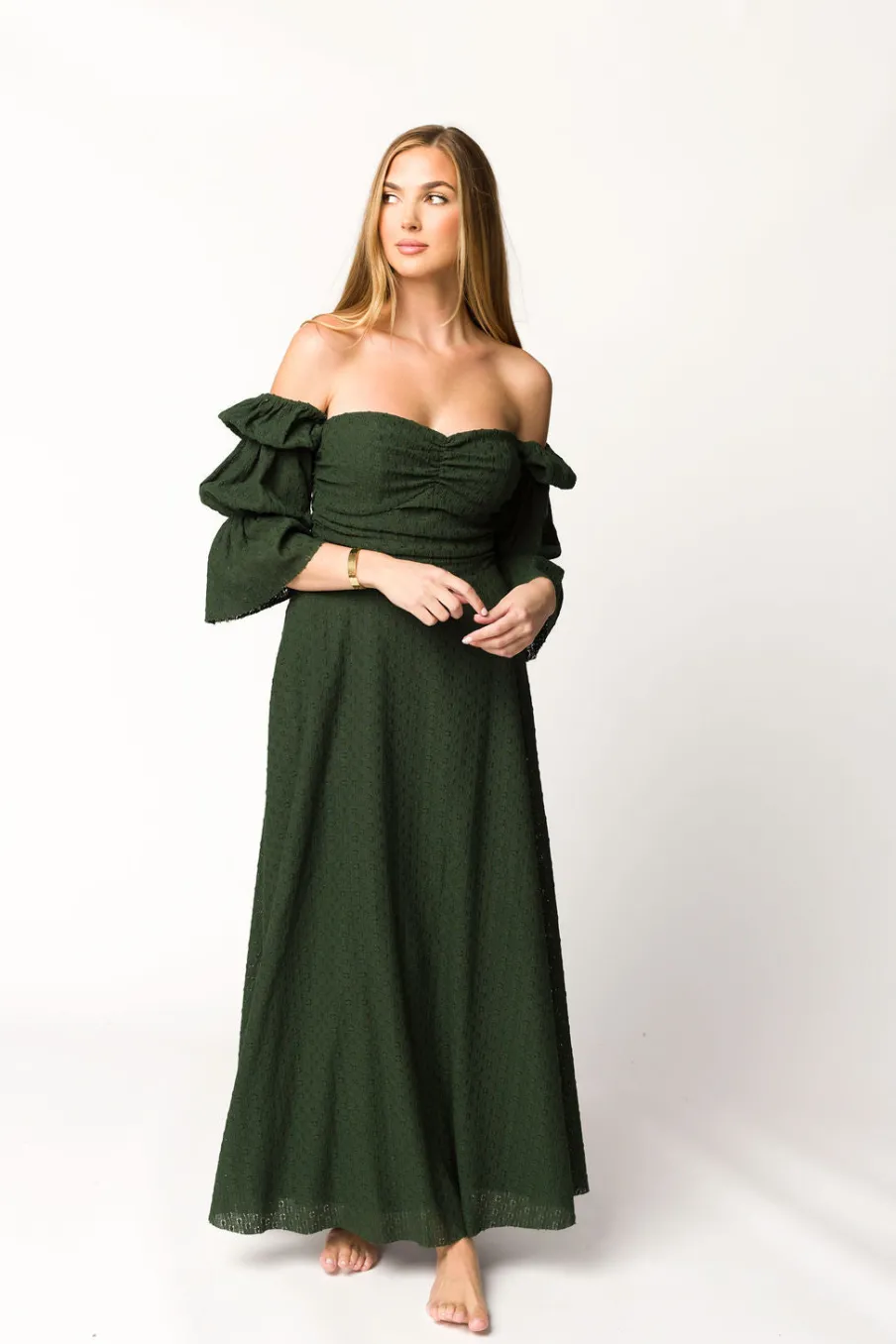 Fashion Worth Collective Corrine Maxi Dress with Pockets in Hunter Green