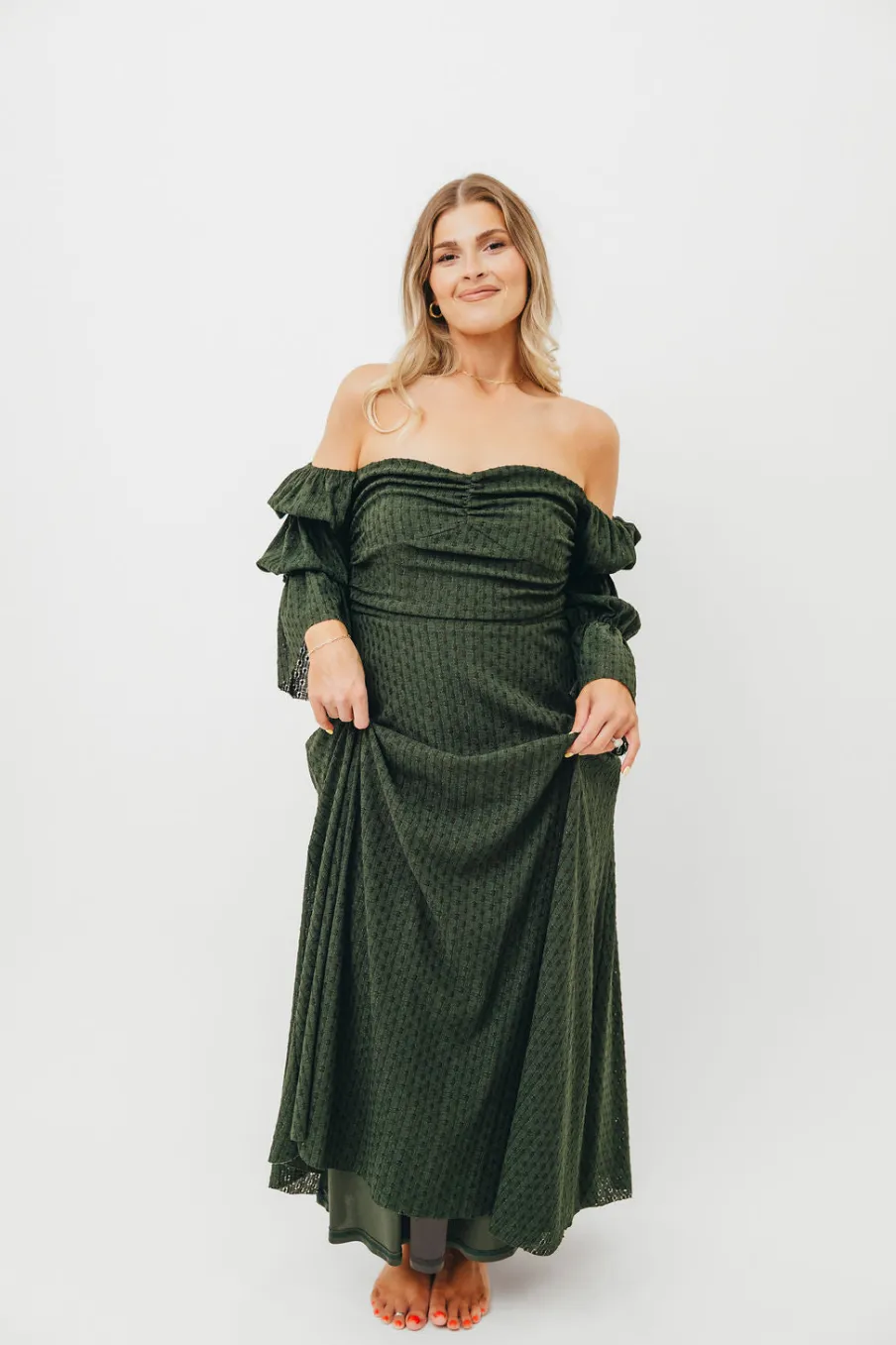 Fashion Worth Collective Corrine Maxi Dress with Pockets in Hunter Green