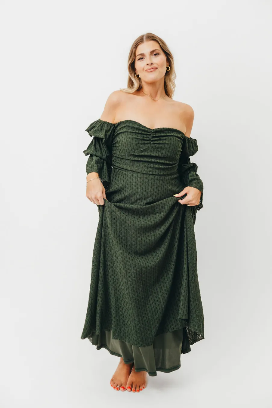 Fashion Worth Collective Corrine Maxi Dress with Pockets in Hunter Green