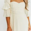 Outlet Worth Collective Corrine Tiered Sleeve Maxi Dress with Pockets in Butter Yellow - Bump