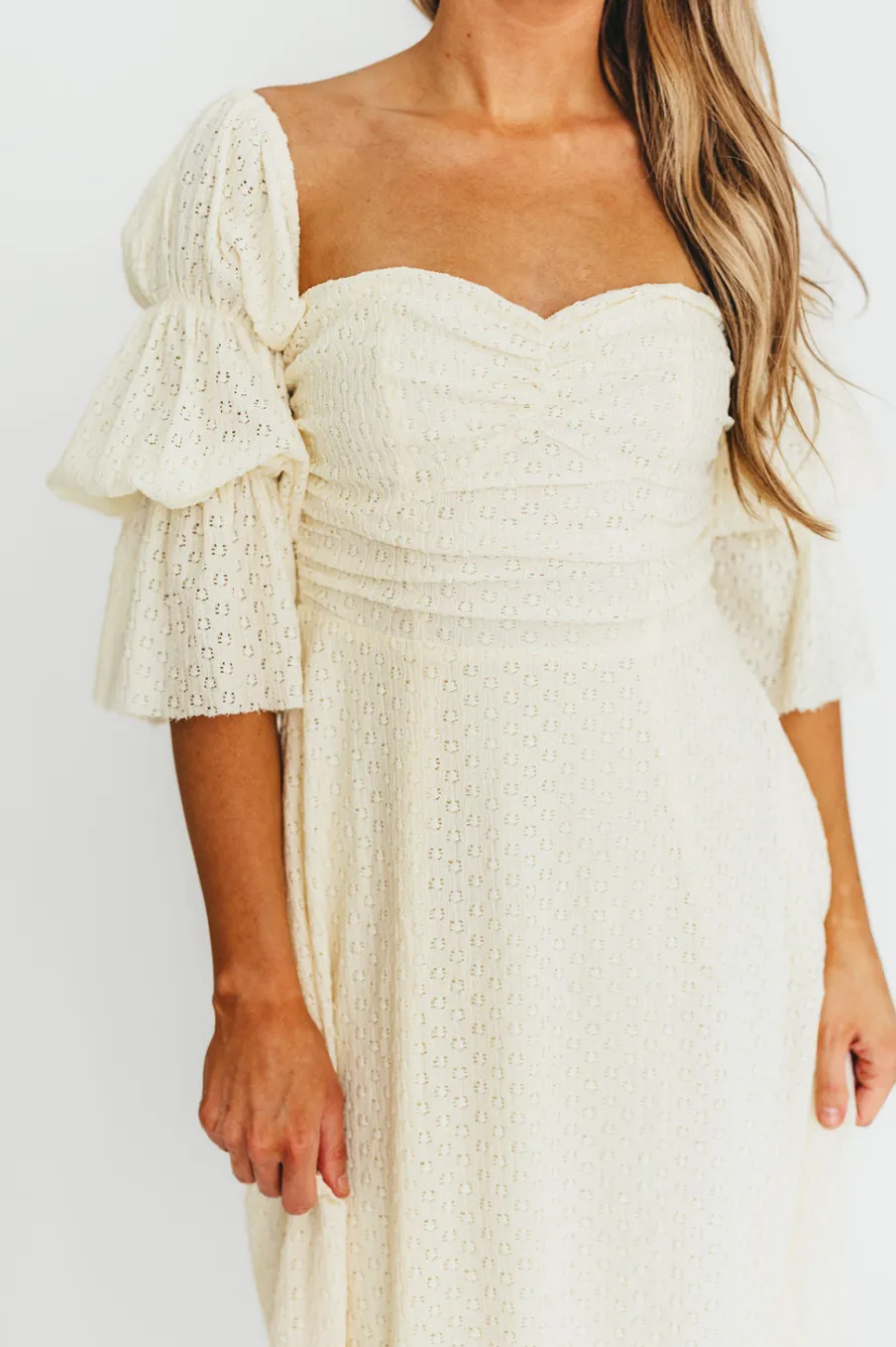 Outlet Worth Collective Corrine Tiered Sleeve Maxi Dress with Pockets in Butter Yellow - Bump