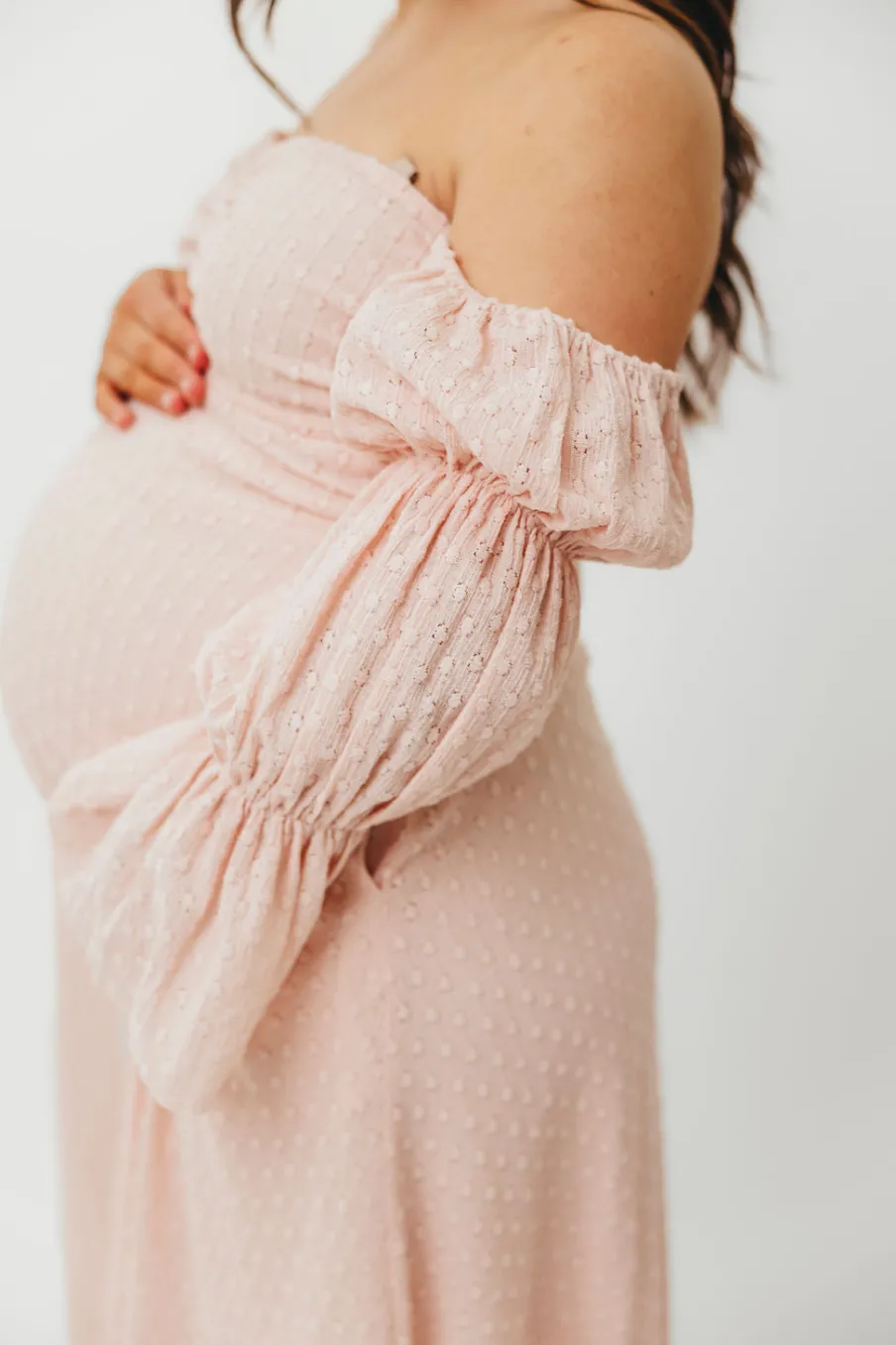 Best Worth Collective Corrine Tiered Sleeve Maxi Dress with Pockets in Ballerina Pink - Bump